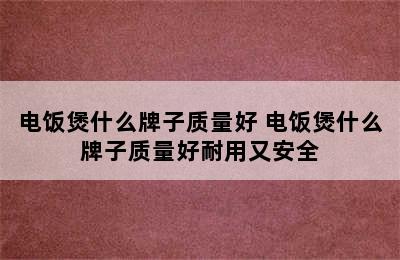 电饭煲什么牌子质量好 电饭煲什么牌子质量好耐用又安全